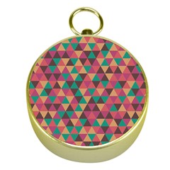 Retro Orange Green Geometric Pattern Gold Compasses by snowwhitegirl