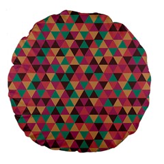 Retro Orange Green Geometric Pattern Large 18  Premium Flano Round Cushions by snowwhitegirl