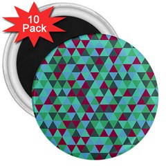 Retro Teal Green Geometric Pattern 3  Magnets (10 Pack)  by snowwhitegirl