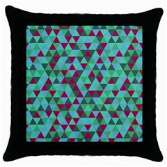 Retro Teal Green Geometric Pattern Throw Pillow Case (black) by snowwhitegirl