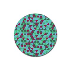 Retro Teal Green Geometric Pattern Magnet 3  (round) by snowwhitegirl