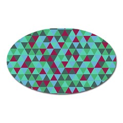 Retro Teal Green Geometric Pattern Oval Magnet by snowwhitegirl