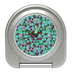 Retro Teal Green Geometric Pattern Travel Alarm Clock by snowwhitegirl