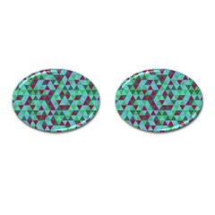 Retro Teal Green Geometric Pattern Cufflinks (oval) by snowwhitegirl