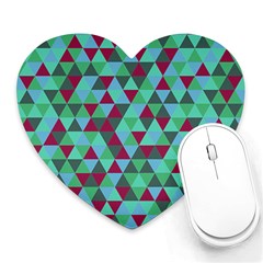 Retro Teal Green Geometric Pattern Heart Mousepads by snowwhitegirl