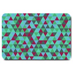 Retro Teal Green Geometric Pattern Large Doormat  by snowwhitegirl