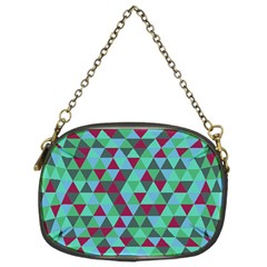 Retro Teal Green Geometric Pattern Chain Purse (two Sides) by snowwhitegirl