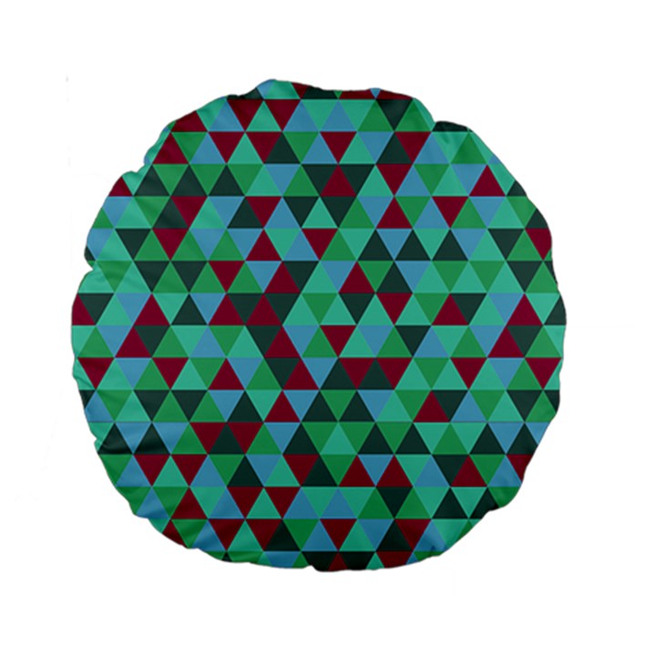 Retro Teal Green Geometric Pattern Standard 15  Premium Round Cushions