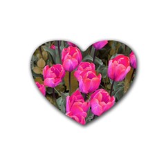 Pink Tulips Heart Coaster (4 Pack)  by snowwhitegirl