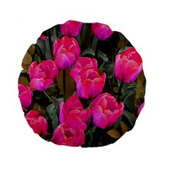 Pink Tulips Standard 15  Premium Flano Round Cushions by snowwhitegirl