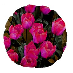 Pink Tulips Large 18  Premium Flano Round Cushions by snowwhitegirl