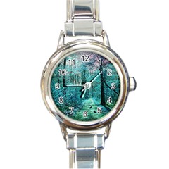 Blue Forest Round Italian Charm Watch by snowwhitegirl