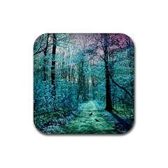 Blue Forest Rubber Coaster (square)  by snowwhitegirl