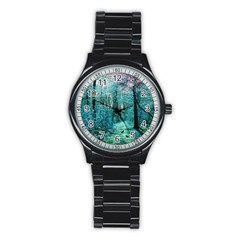 Blue Forest Stainless Steel Round Watch by snowwhitegirl