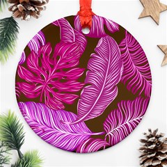 Tropical Pink Leaves Ornament (round) by snowwhitegirl