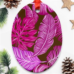 Tropical Pink Leaves Ornament (oval) by snowwhitegirl