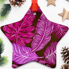 Tropical Pink Leaves Ornament (star) by snowwhitegirl