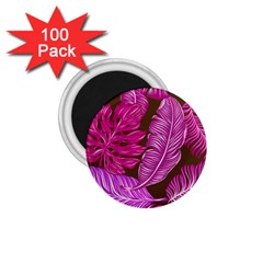 Tropical Pink Leaves 1 75  Magnets (100 Pack)  by snowwhitegirl