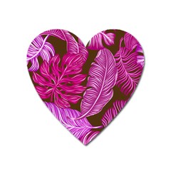 Tropical Pink Leaves Heart Magnet by snowwhitegirl