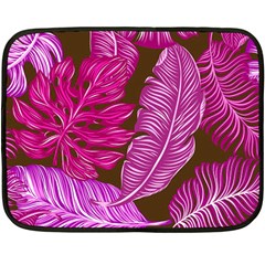 Tropical Pink Leaves Double Sided Fleece Blanket (mini) 