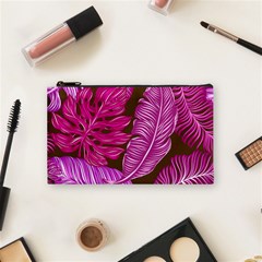 Tropical Pink Leaves Cosmetic Bag (small) by snowwhitegirl