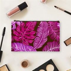 Tropical Pink Leaves Cosmetic Bag (medium) by snowwhitegirl