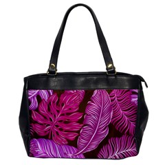 Tropical Pink Leaves Oversize Office Handbag by snowwhitegirl