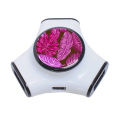 Tropical Pink Leaves 3-port Usb Hub by snowwhitegirl