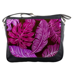 Tropical Pink Leaves Messenger Bag by snowwhitegirl