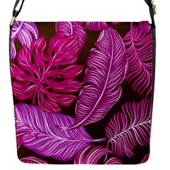 Tropical Pink Leaves Flap Closure Messenger Bag (s) by snowwhitegirl