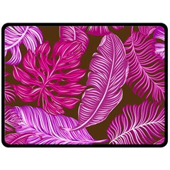 Tropical Pink Leaves Double Sided Fleece Blanket (large)  by snowwhitegirl