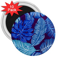 Tropical Blue Leaves 3  Magnets (10 Pack)  by snowwhitegirl