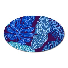 Tropical Blue Leaves Oval Magnet by snowwhitegirl