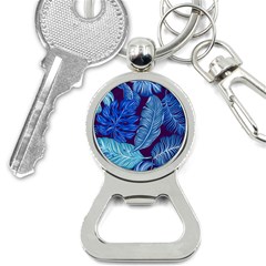 Tropical Blue Leaves Bottle Opener Key Chains by snowwhitegirl