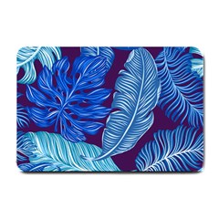 Tropical Blue Leaves Small Doormat  by snowwhitegirl