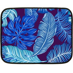 Tropical Blue Leaves Fleece Blanket (mini) by snowwhitegirl