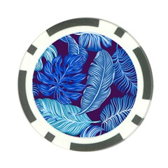 Tropical Blue Leaves Poker Chip Card Guard (10 Pack) by snowwhitegirl