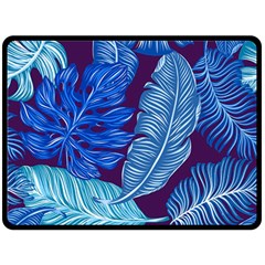 Tropical Blue Leaves Fleece Blanket (large)  by snowwhitegirl