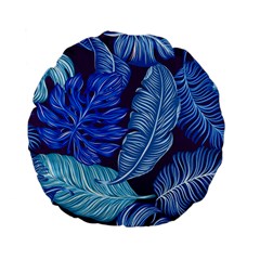 Tropical Blue Leaves Standard 15  Premium Flano Round Cushions by snowwhitegirl