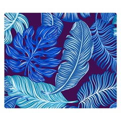 Tropical Blue Leaves Double Sided Flano Blanket (small)  by snowwhitegirl