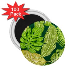 Tropical Green Leaves 2 25  Magnets (100 Pack)  by snowwhitegirl