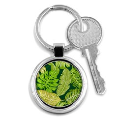 Tropical Green Leaves Key Chains (round)  by snowwhitegirl