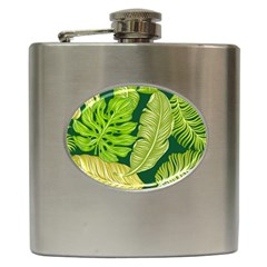 Tropical Green Leaves Hip Flask (6 Oz) by snowwhitegirl