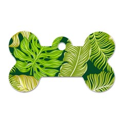 Tropical Green Leaves Dog Tag Bone (two Sides) by snowwhitegirl