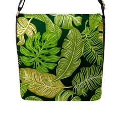 Tropical Green Leaves Flap Closure Messenger Bag (l) by snowwhitegirl