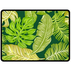 Tropical Green Leaves Double Sided Fleece Blanket (large)  by snowwhitegirl