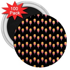 Cotton Candy Pattern  Black 3  Magnets (100 Pack) by snowwhitegirl