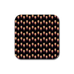 Cotton Candy Pattern  Black Rubber Coaster (square)  by snowwhitegirl