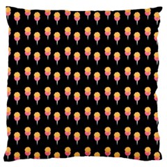 Cotton Candy Pattern  Black Large Flano Cushion Case (one Side) by snowwhitegirl