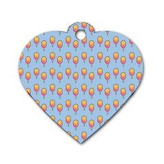 Cotton Candy Pattern Blue Dog Tag Heart (two Sides) by snowwhitegirl